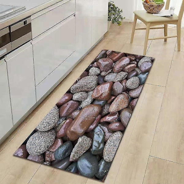 Liukumaton 3D-pikkukiviprintillä varustettu keittiömatto - Pehmeä eteisen ovimatto, alueen matto1 50x80cm20x32tuumaa