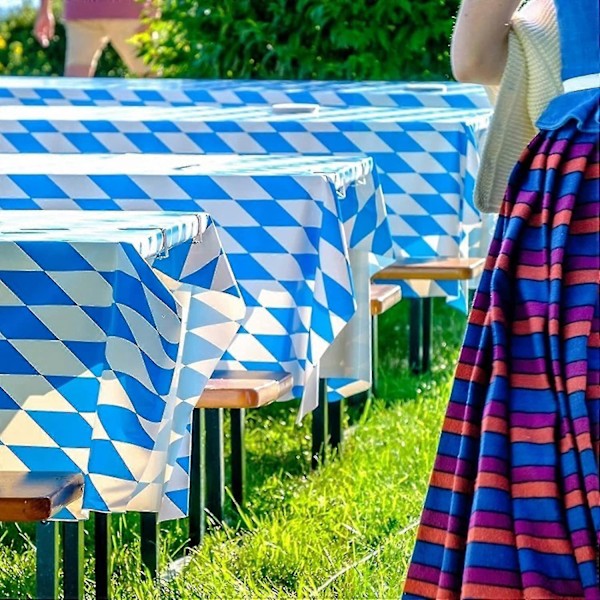 Baijerilainen pöytäliina sinivalkoinen 2 kpl - Oktoberfest-koristeet juhliin - Baijerin pöytäkoriste