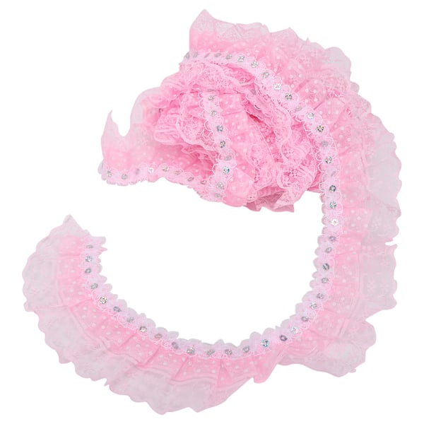 5 meter flerfärgad 45 mm prickar plisserad trim mesh spetsband sy paljetter broderad DIY hantverk (rosa)