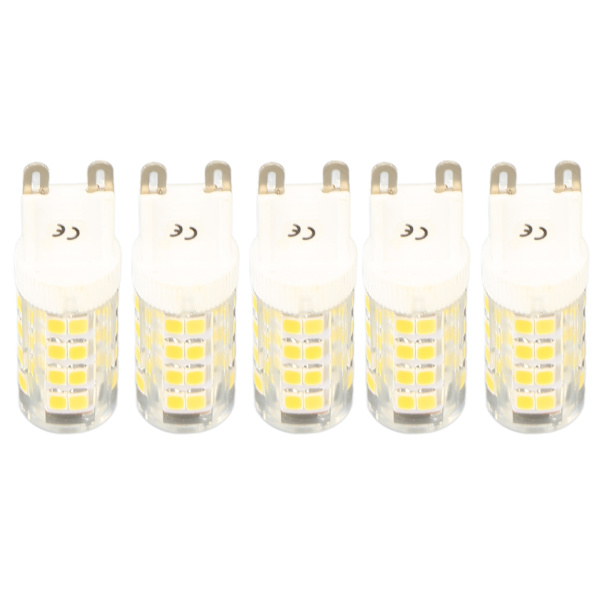 5 stk. G9 LED-pærer, dæmpbar lampepære, 6000K hvidt lys, 450LM, 360° strålevinkel, 100-130V pærer til bord-, væg- og pendellamper