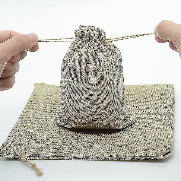 Lille Burlap Jute Gaveposer Pakke til Bryllupsgaver - Sæt med 10