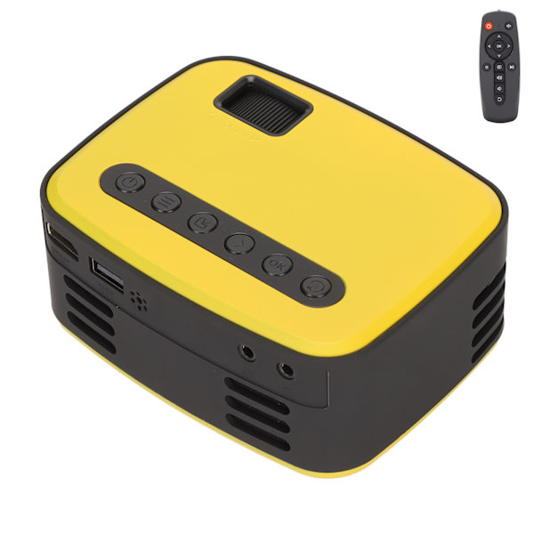 Miniprojektori 1920x1080P Mikro-USB-liitäntä 2W Kaiutin Musta Keltainen Kannettava Projektori Älypuhelimeen AV 100-240V EU-pistoke 100-240V