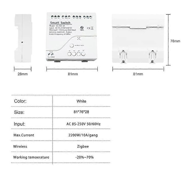 4CH Tuya Zigbee Smart Switch Module+Fjernkontroll 85-250V Relé Smart Home