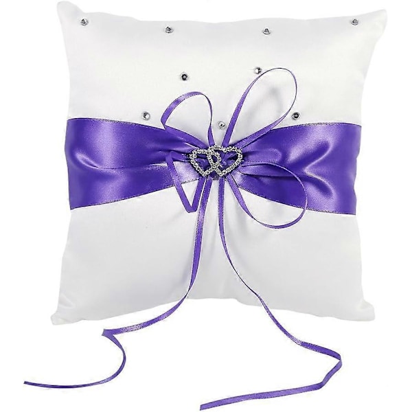 Bryllupsringpude, Bowknot Bryllupsring Pude Firkantet Form Ring Pude Elegant og Delikat Pude