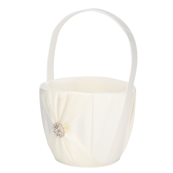 Silke Satin Materiale Bryllup Blomster Kurv Pige Kurv Hvid Blomster Kurve Sæt（Hvid）