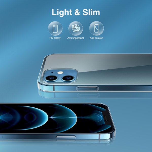 TPU läpinäkyvä kotelo läpinäkyvä 1,5 mm ultraohut ohut kellastumaton suojakotelo puhelimen lisävaruste iPhonelle 12 6,1 tuumaa