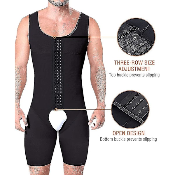 Fuld krops kompression shapewear til mænd - Sort, 4XL