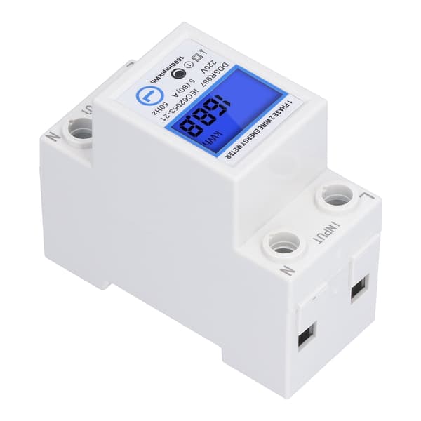 LCD Digital El-måler Enfaset DIN-skinne Installation Elforbrugsmonitor 5（80）A