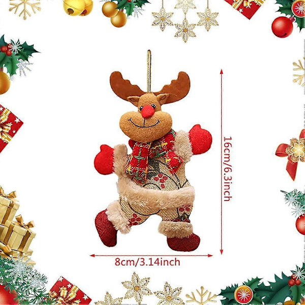 4 st Juldekorationer DIY Julklappar Jultomte Snögubbe Trädhänge Dockprydnad Hem Sovrum Bil Julgran, Julgranshänge