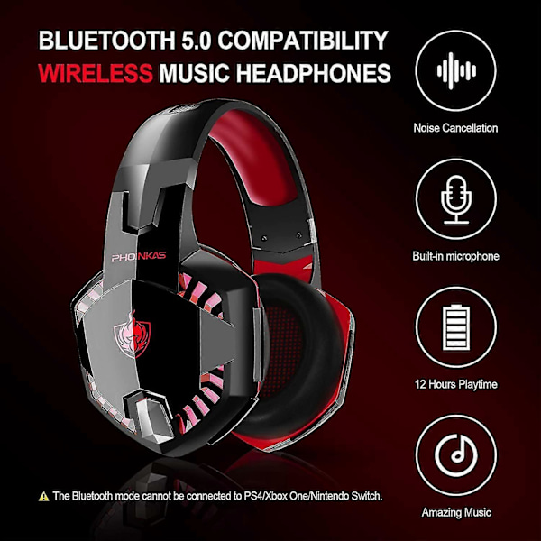 Bluetooth Langattomat Kuulokkeet Mikillä PS4, Xbox One, PC - PS5 Pelikuulokkeet Sininen