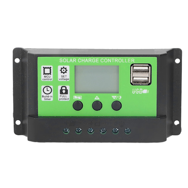 Solar Charge Controller Justerbar Parameter Intelligent Solpanel Opladningsbatteriregulator med LCD-display 12V 24V Adaptiv 10A