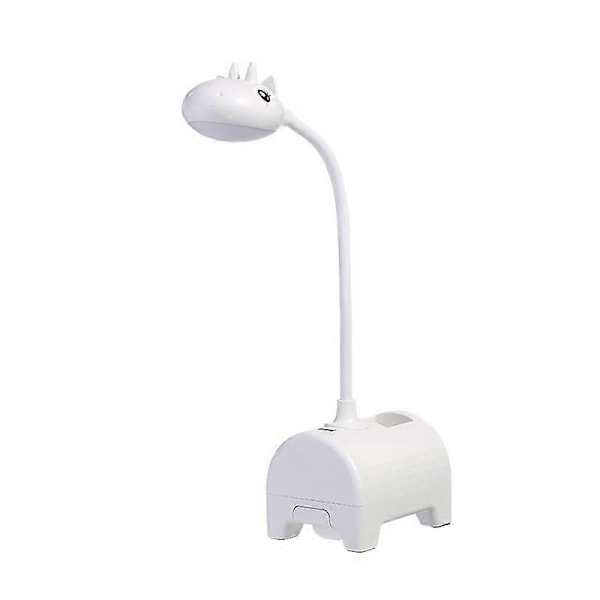 Vit LED-skrivbordslampa för barn, Trefärgad dimbar skrivbordslampa, Touch-omkopplare/USB-anslutning/Pennhållare, Läslampa för barnrum, Studier, Arbete