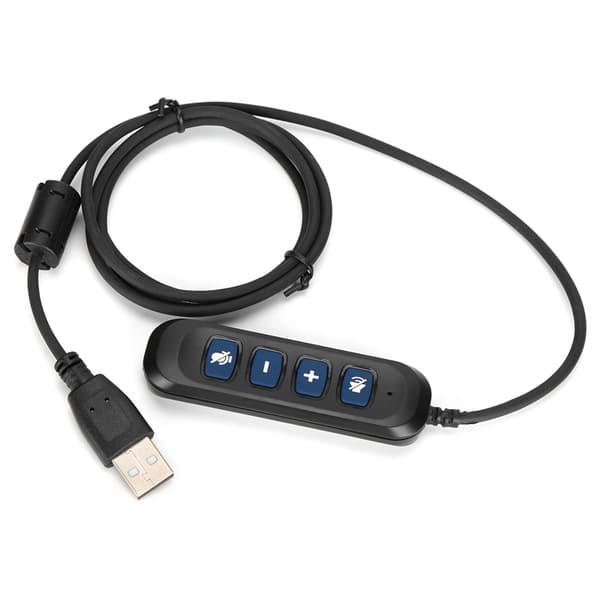 H901 USB-kontakt QD-kabeladapter justerbar volym Call Center-headsetadapter för 3,5 mm headsetutrustning blå