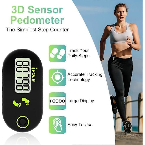 Mini Pet Pedometer 3D Gångräknare, Portabel Sportgångräknare med Clip-On Snodd, Stegräkning i Realtid
