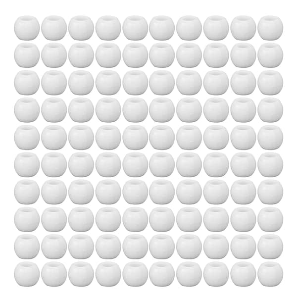 100 stk Hårfletteperler Plast Store Hull Seksjon 12mm Dreadlocks Hårfletteperler Hvit