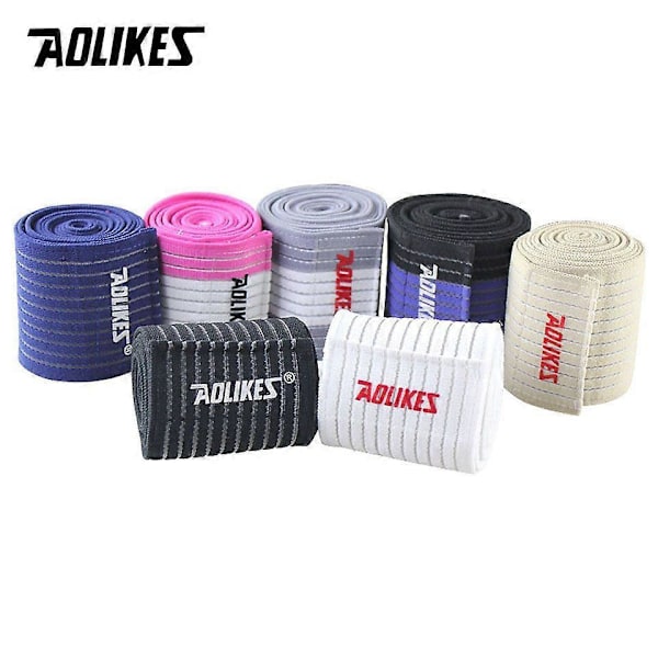 AOLIKES 1 st Elastiskt Sport Knäskydd Tejp Skruvskydd Kompression för Ankel Ben Handled Hög Elastisk Nylon Wrap SvartmedBlå 180cm