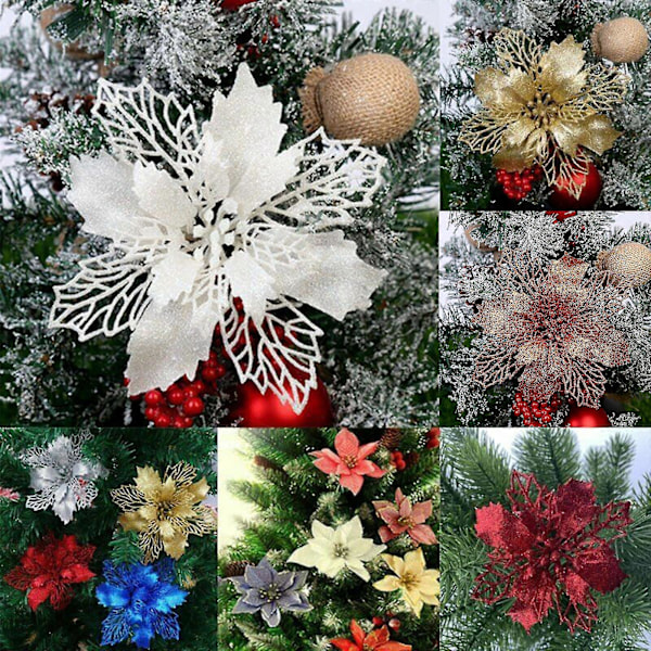 10 st Jul Stor Julstjärna Glitter Träd Blomma Hängande Fest H