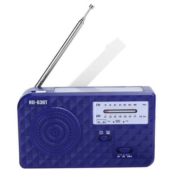 RD638 ABS Solenergi Nød Multifunksjon Håndsveiv Radio Støtter FM/AM Funksjon Blå