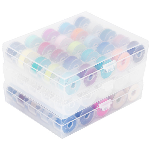 Spolset Tråd Transparent Box Assorterad Färg Förspolning Sytråd Broderinål Tejp