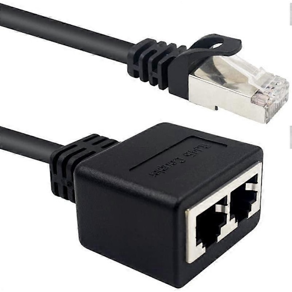 (1 par) RJ45 1 hann til 2 hunn adapter for Ethernet LAN-kabel forlengelse kat. 5/6. Surf på nettet samtidig