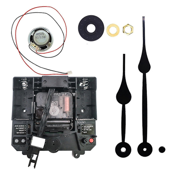 DIY Kit Väggklocka Urverk Kvarts Pendel Klockspel Musikdosa Justera Volym