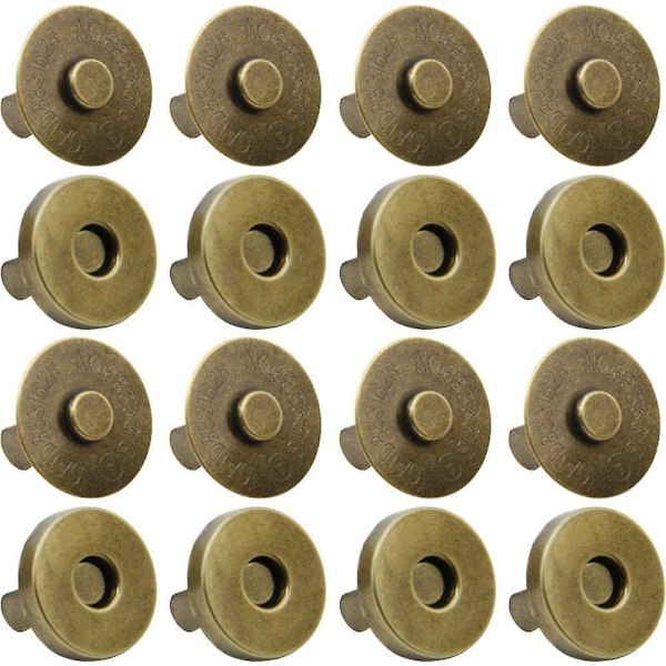 Magnetiske tryklåse - 100 stk., 14mm, Antik messing