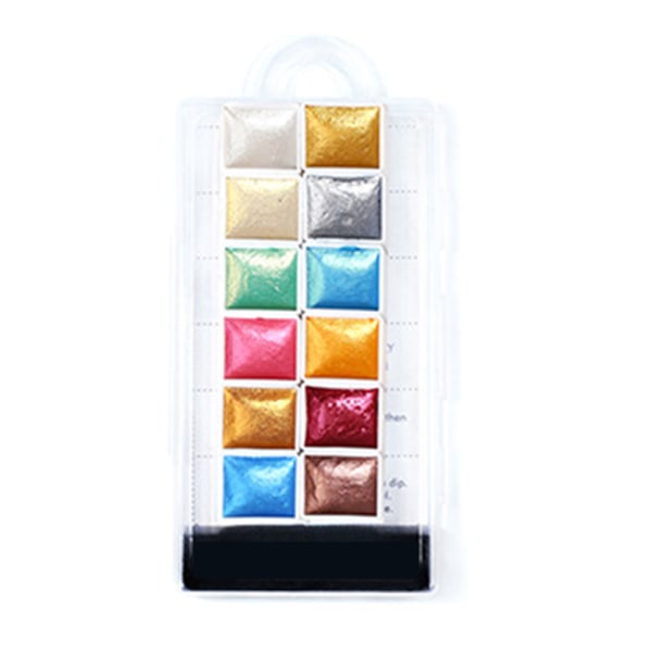 Solid akvarelfarvesæt 12 farver akvarelpigmentpalette til gør-det-selv-neglemaling BSC05