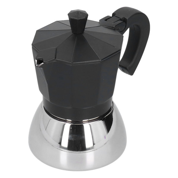 180ML 4 kopper aluminium kaffekande italiensk ottekantet husholdningsbrygning kaffemaskine Moka-kande sort