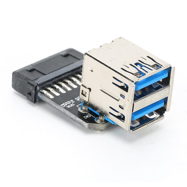19PIN - 2-porttinen USB 3.0 -sovitinmuunnin, musta ABS, tietokonelaitetarvikkeet