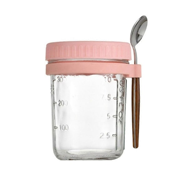 1 st Frukostmugg Lufttät Havregrynsburk med Lock och Sked rosa