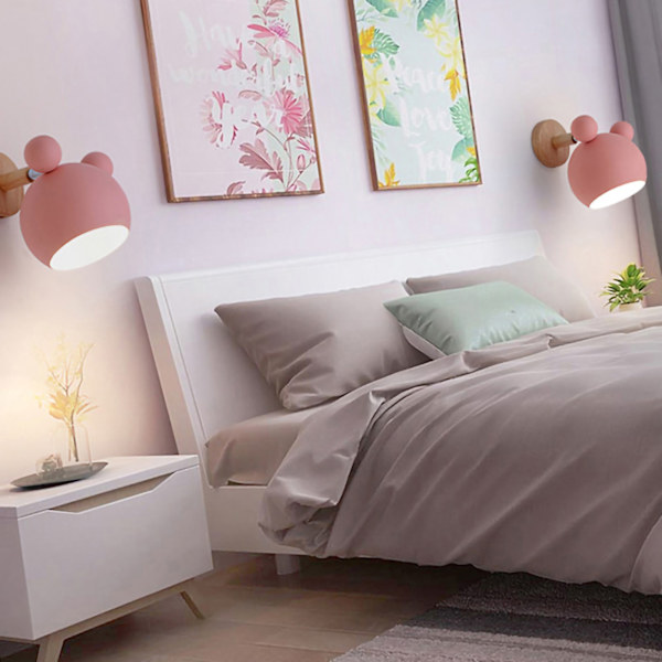 Vägglampa Enkel Cartoon Modell Kvarts Rumpa Söt Vacker Vägglampa för Sovrum Ingen Glödlampa Rosa
