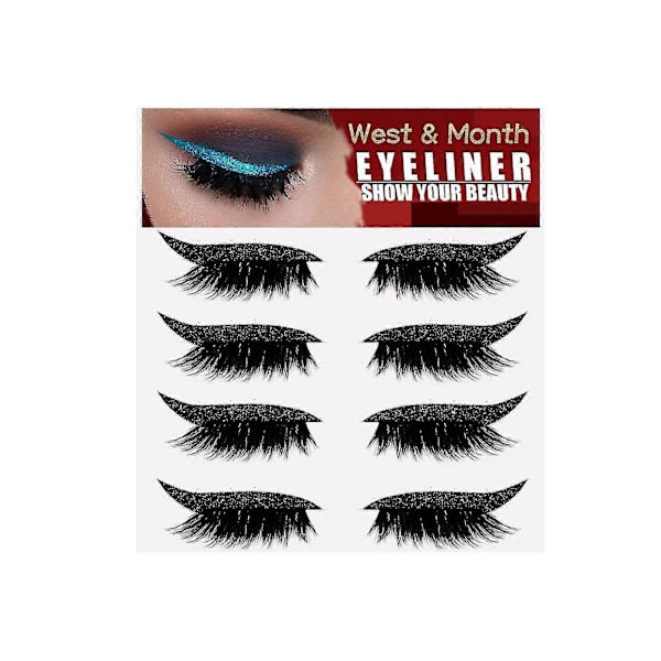 Fyra Par Ögonfransar Eyeliner Stickers Gratis Ögonmakeup Stickers Självhäftande Gelremsor Falska Ögonfransar
