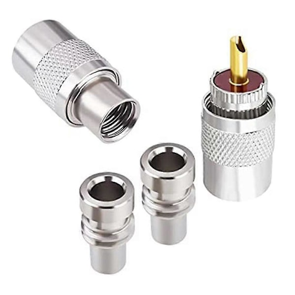 PL-259 Koaksialstik UHF Han Loddestik 50 Ohm Koaksialadaptere 10-pak med Reduceringsstykker kompatible med LMR400, RG8-kabel