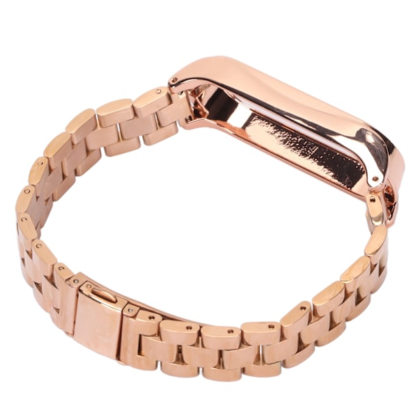 Smartwatch handledsrem för handled i rostfritt stål, anti-förlust med dubbellås fällbart spänne för Mi Band 6Rose Gold