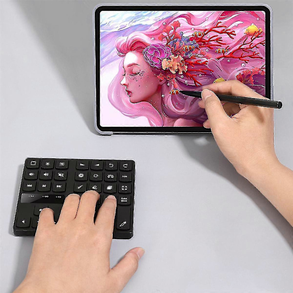 Ladattava langaton näppäimistö Bluetooth piirtonäppäimistö 35 näppäintä Procreateen ja piirto-oikotielle ZD HU