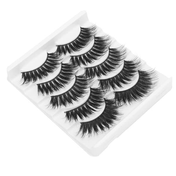 5 par tredimensionella lösögonfransar Daglig makeup Tjocka lockiga lösögonfransar Set (002)