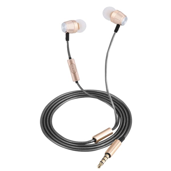 Kablet øretelefon med dobbel jernring, 5D stereo surroundlyd, in-ear ørepropper, gull