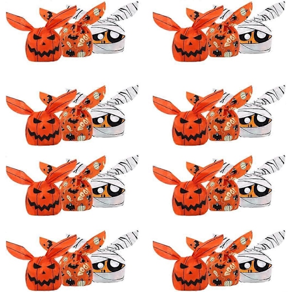 Halloween Gresskar Spøkelse Snack Gaveposer Knask eller Knep Emballasjepose 150 stk Pose