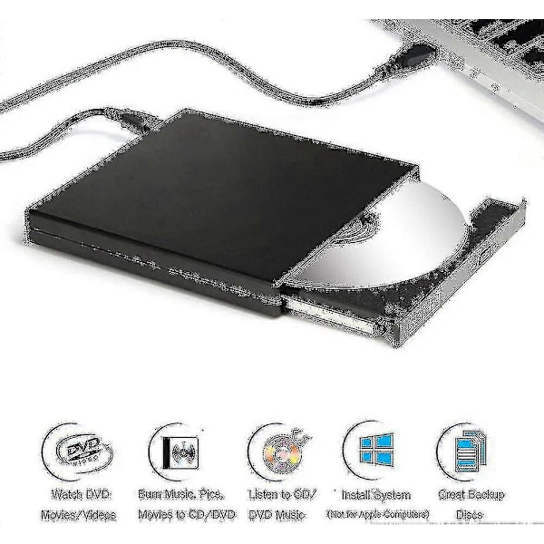USB Ulkoinen DVD-asema CD-polttimella - Nopea yhdistelmä PC:lle ja Macille