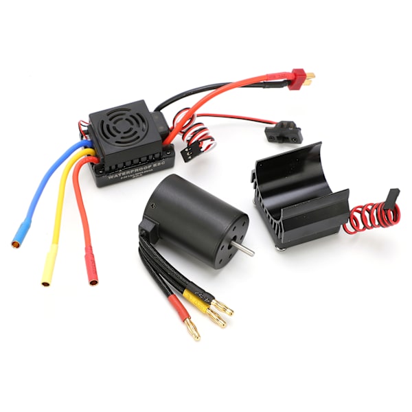 3650 3900KV vedenpitävä 4-napainen harjaton moottori 60A ESC jäähdytyslevy yhdistelmäsetti 1/10 RC-autoon