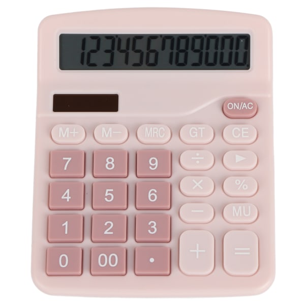 Desktop-kalkulator Standard 12-siffer Solar og Batteri Dual Power Student Calculator for Office School Home Business Pink