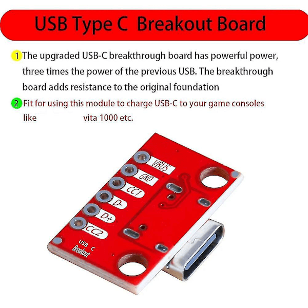 5 STK./Lot USB Type-C Breakout Board Seriel Basic Breakout Hun-stik Type PCB Konverter Board-B13