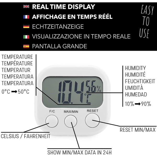 Digital inomhustermometer med hög precision Hygrometer Temperatur- och luftfuktighetsindikator