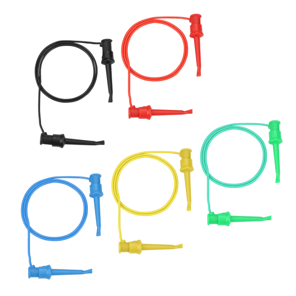 5 stk Fargerikt multimeter Elektrisk test Dobbel SMD IC Silikon Bly Test Clip Krok