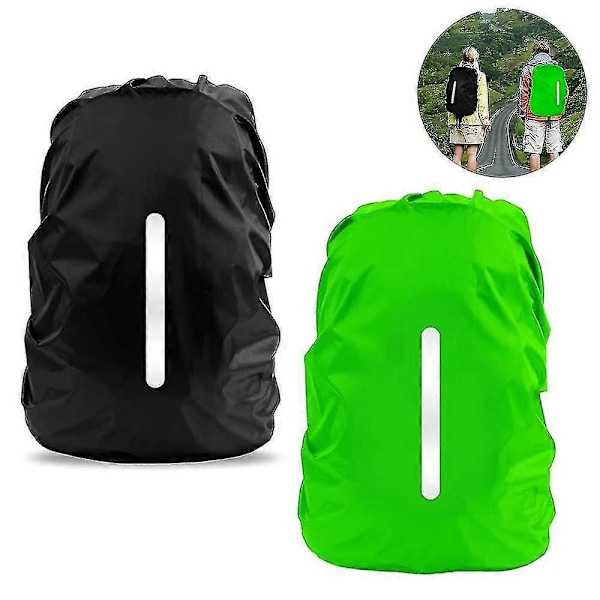 2-pack Vattentätt Regnskydd för Ryggsäck, Reflex Ryggsäcks Regnskydd för Anti-damm/stöldskydd/cykling/vandring/camping/resor/utomhusaktiviteter