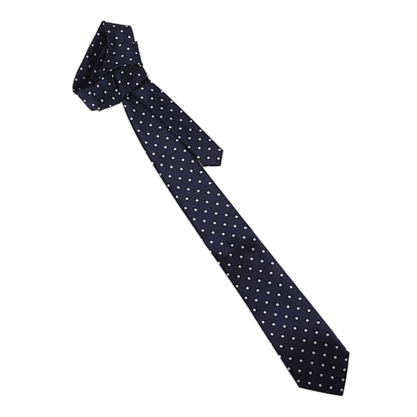 Set med slipsar för män i polyestergarn, klassisk slips med prickar, slipsklämma, manschettknappar, näsduk, affärsgåva i presentförpackning