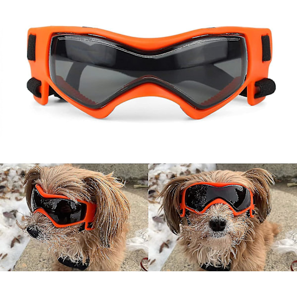 Adjustable Dog Goggles for Medium and Small Breeds - Protect Your Dog's Eyes from Sunlight and UV Rays Medium Orange