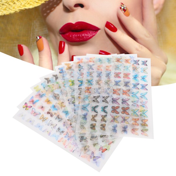 8 stk. neglekunst ørevarme krympe DIY håndlavet materiale sommerfugleform dekoration H17-H24