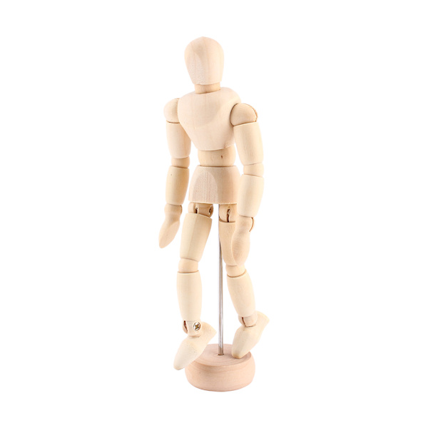 Kunstklasse træfigur mandlig dukke mannequin træ bevægelig model display håndværk 5,5 tommer