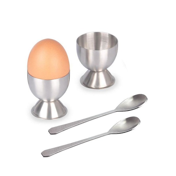 Sett med mykkokt eggseparatorholder inkluderer 2 skjeer og 2 kopper, 1 toppkutterfjerner